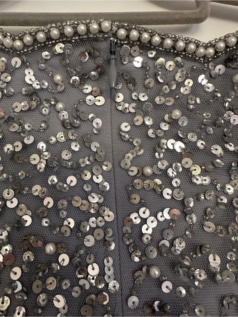 Adrianna Papell Silver Beaded Maxi Gown - Picture 9 of 11